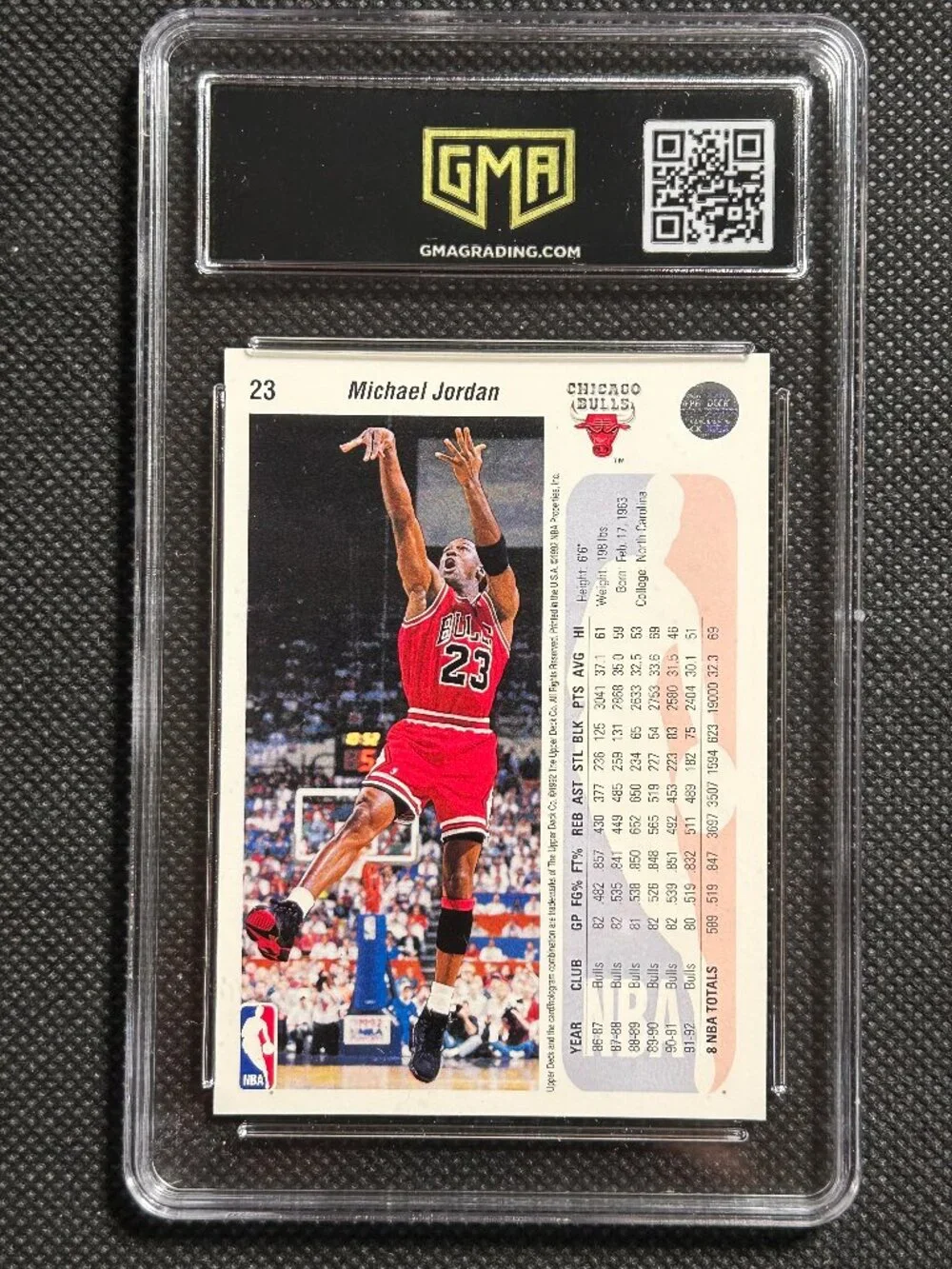 1992-93 Upper Deck Michael Jordan #23 GMA 8 CHICAGO BULLS HOF